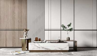 现代茶几组合3D模型下载